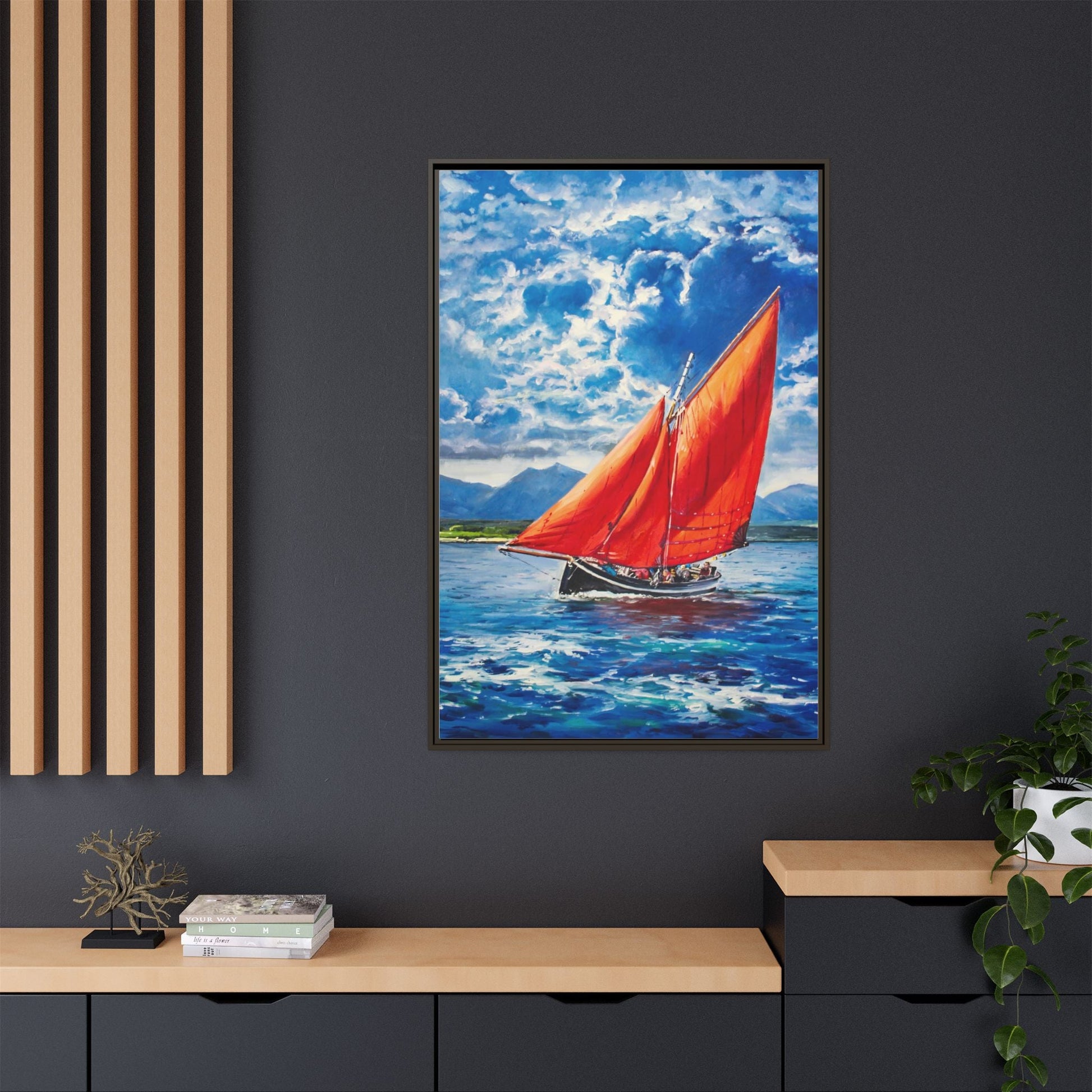 Single Galway Hooker – Premium Pinewood Art Frame for Timeless Décor