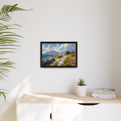 Blustery Day wall art featuring a dramatic wind-swept landscape in a pinewood frame.