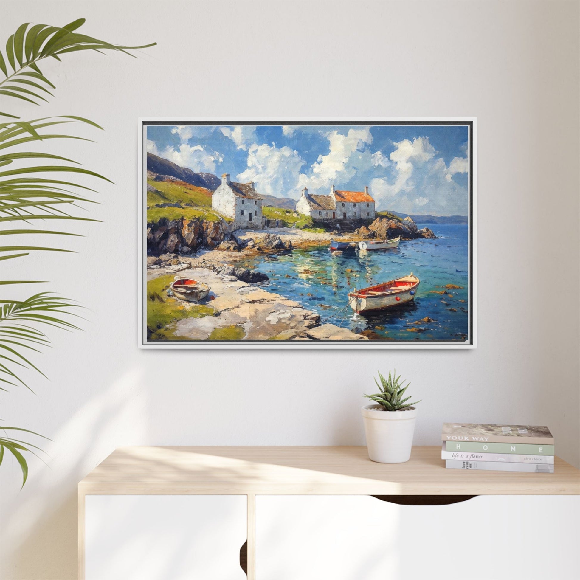 Island Harbour Coastal Landscape - Serene Wall Art Print for Home Décor