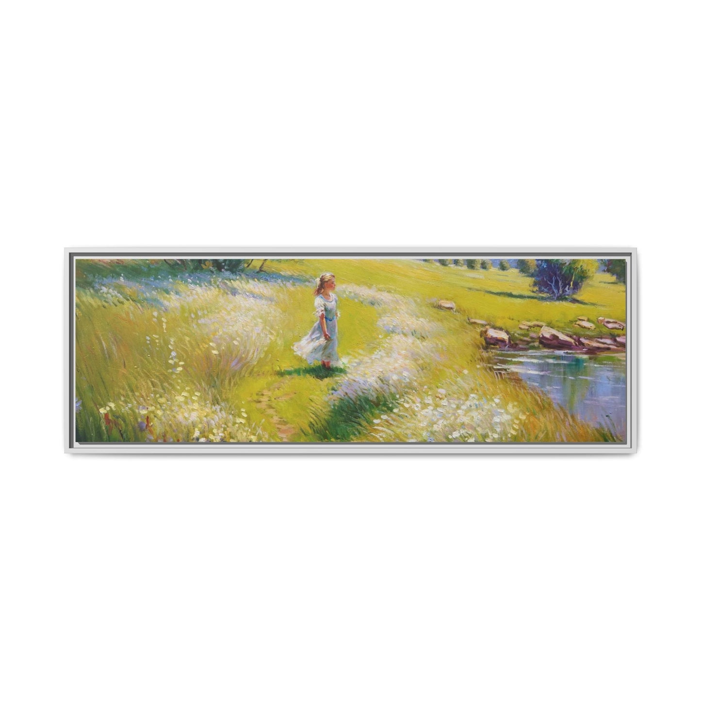 Young Girl By Lake Wall Art - Serene Portrait of a Girl by a Tranquil Lake for Home Décor