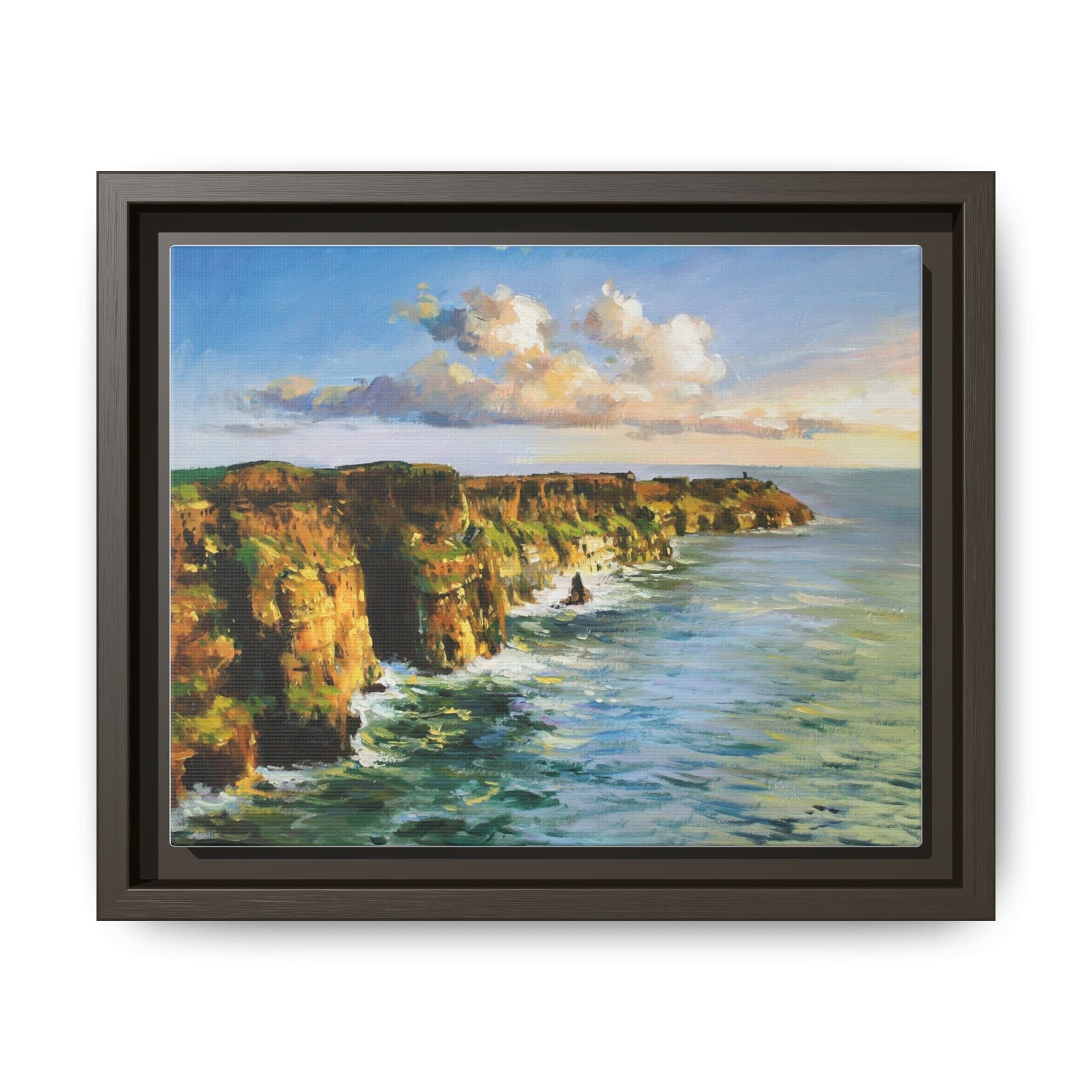 Cliffs of Moher wall art showcasing the dramatic Irish coastline, printed on high-quality canvas to bring natural beauty into your home décor.