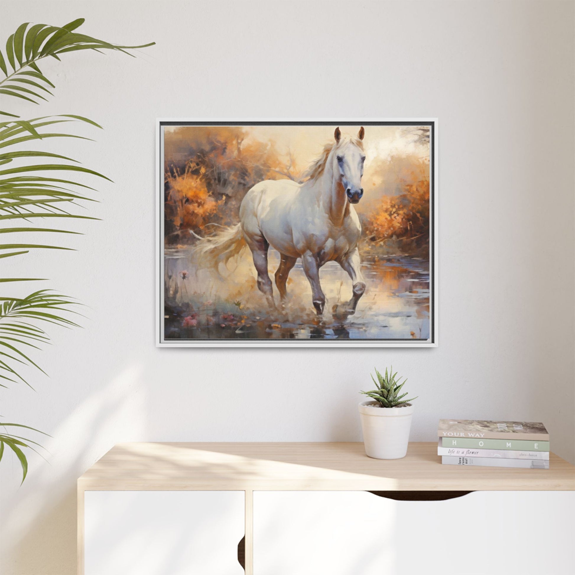 Arabian Horse – Elegant Pinewood Framed Wall Art for Timeless Décor