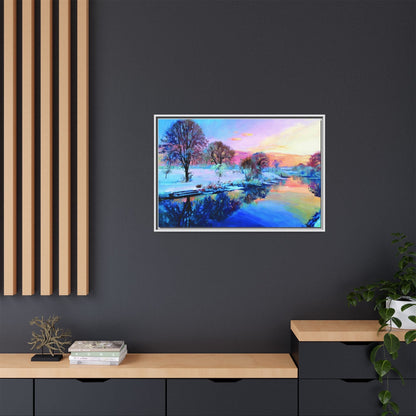 Winter Trees framed art – Premium pinewood frame with a cotton-polyester canvas print, featuring a protective coating for lasting beauty and timeless décor.