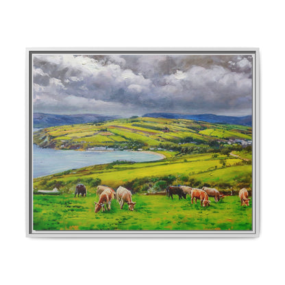 Cushendun Hills wall art showcasing rolling hills and scenic Irish landscapes, framed in high-quality materials for an elegant look.