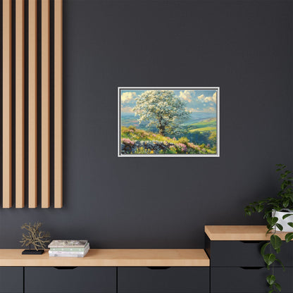 Whitethorn in Bloom wall art featuring a vibrant scene of blooming whitethorn trees, printed on high-quality canvas for a natural and timeless décor.