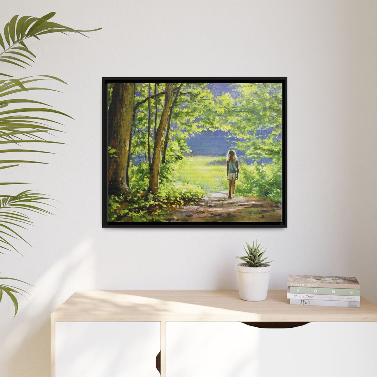 INTO THE LIGHT 11 – A captivating artwork featuring a luminous scene that evokes a sense of depth, movement, and serenity, framed in premium pinewood for timeless décor.