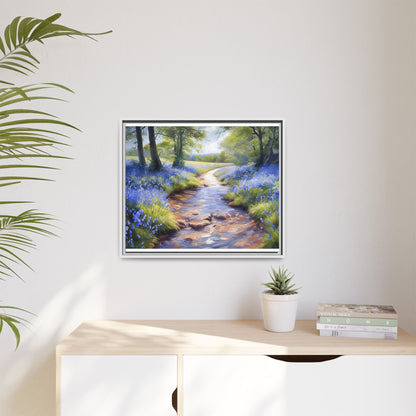 Bluebell Stream Wall Art - Serene Nature Landscape Canvas Print