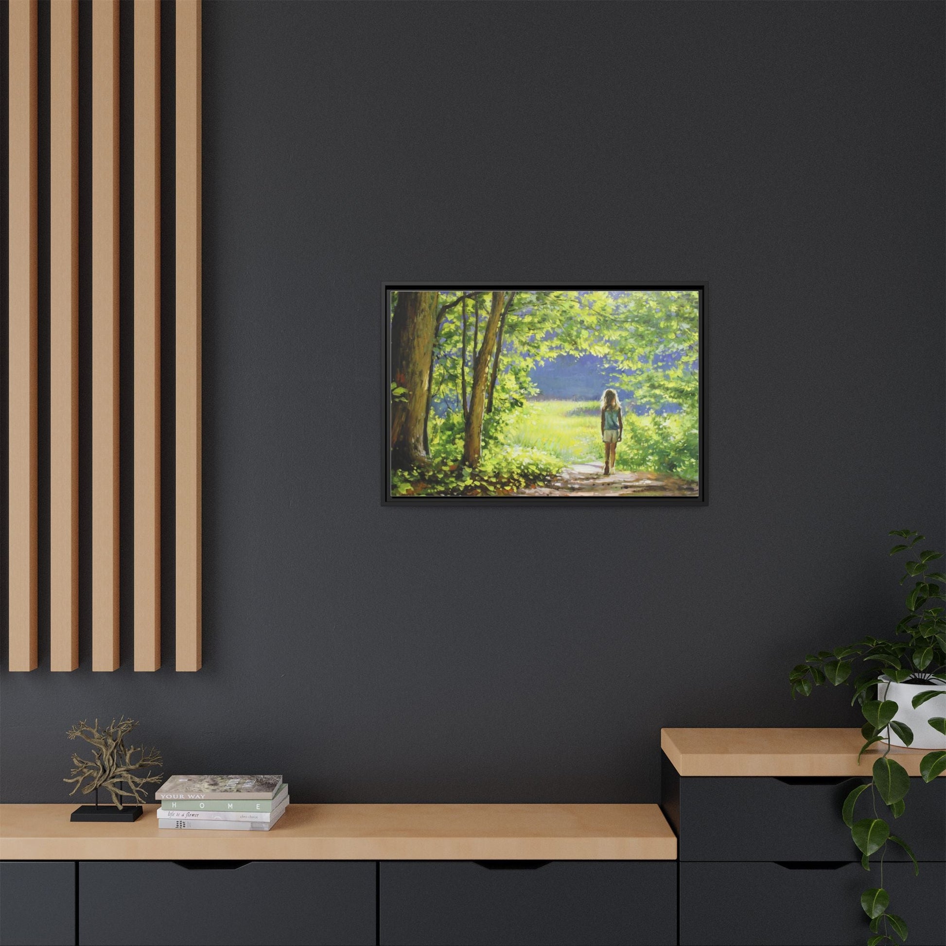 INTO THE LIGHT 11 – A captivating artwork featuring a luminous scene that evokes a sense of depth, movement, and serenity, framed in premium pinewood for timeless décor.