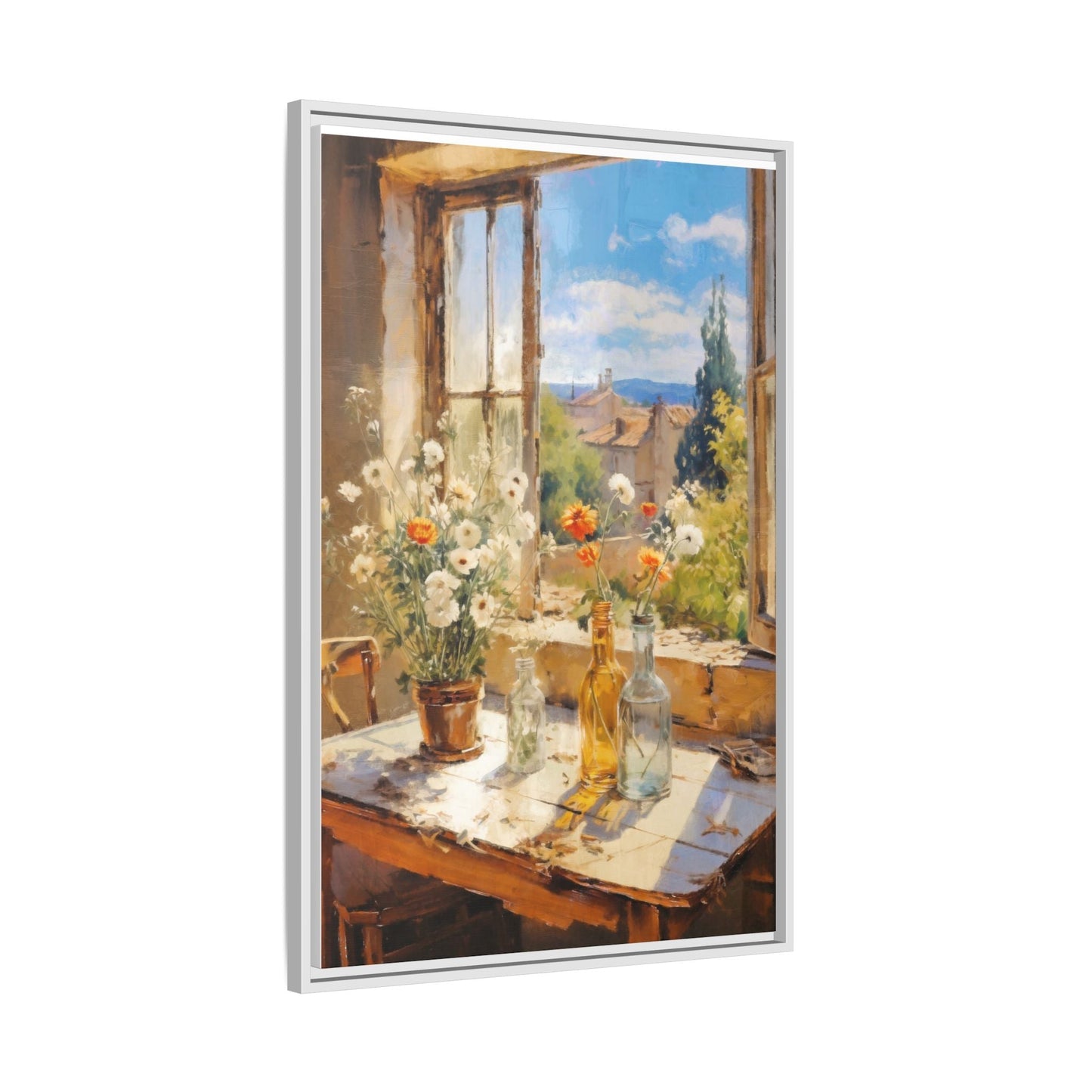 Summer Window – Elegant pinewood-framed wall art featuring a high-quality cotton-polyester canvas with vibrant colors and a timeless design.