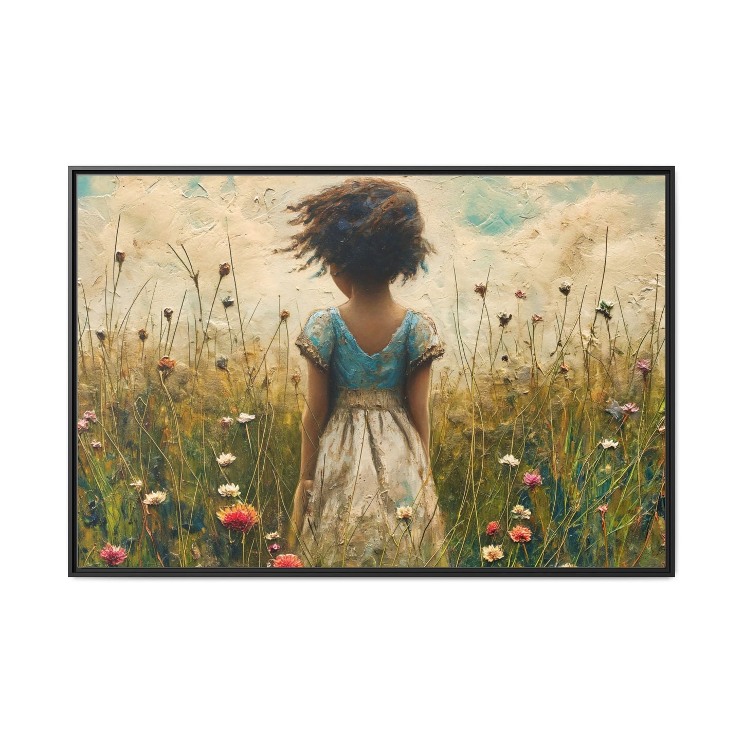 Young Girl In Flowers Wall Art - Graceful Portrait of Girl Surrounded by Flowers for Home Décor