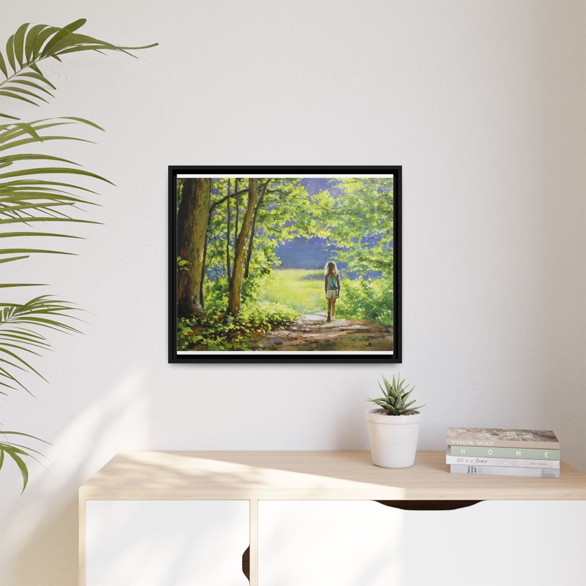 INTO THE LIGHT 11 – A captivating artwork featuring a luminous scene that evokes a sense of depth, movement, and serenity, framed in premium pinewood for timeless décor.