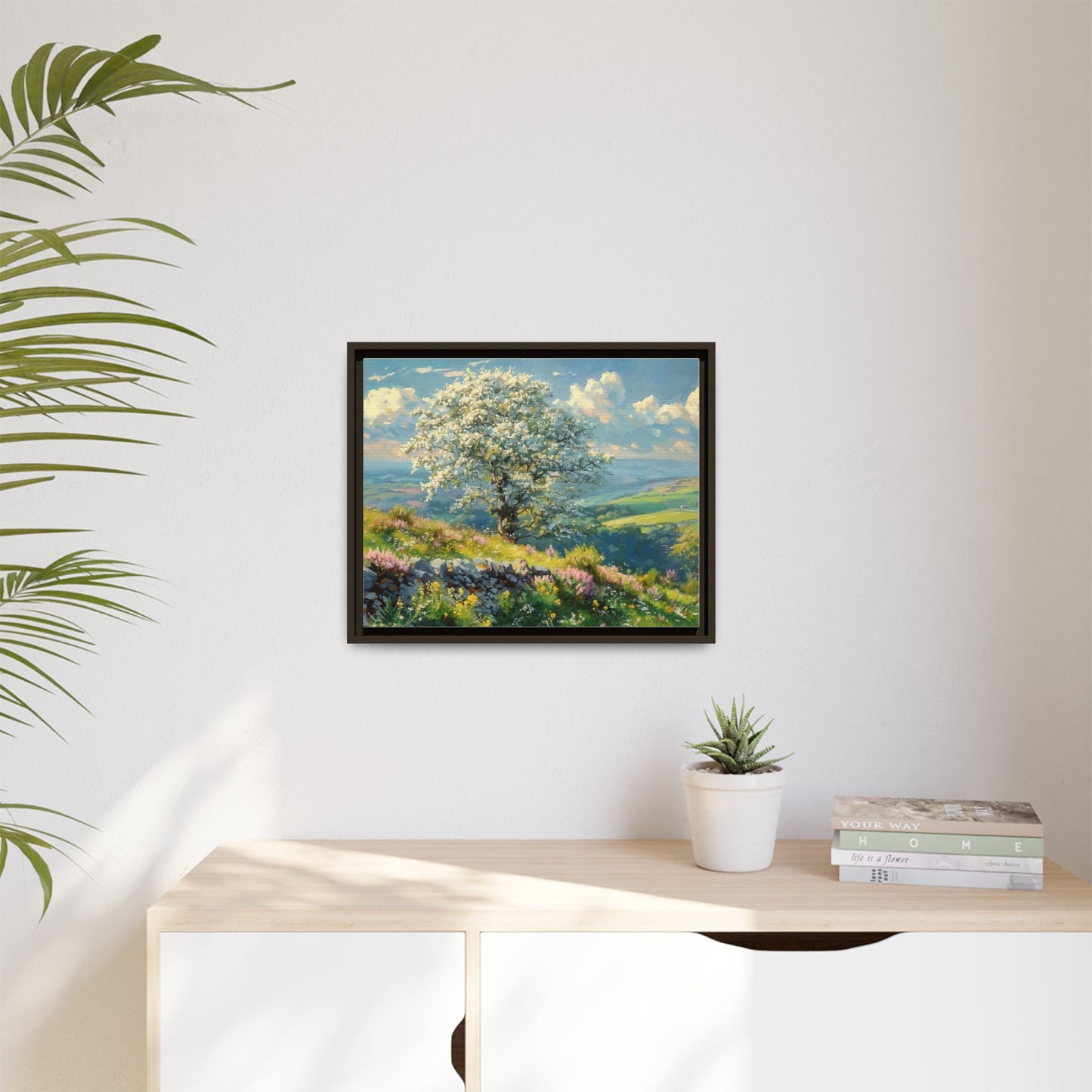 Whitethorn in Bloom wall art featuring a vibrant scene of blooming whitethorn trees, printed on high-quality canvas for a natural and timeless décor.