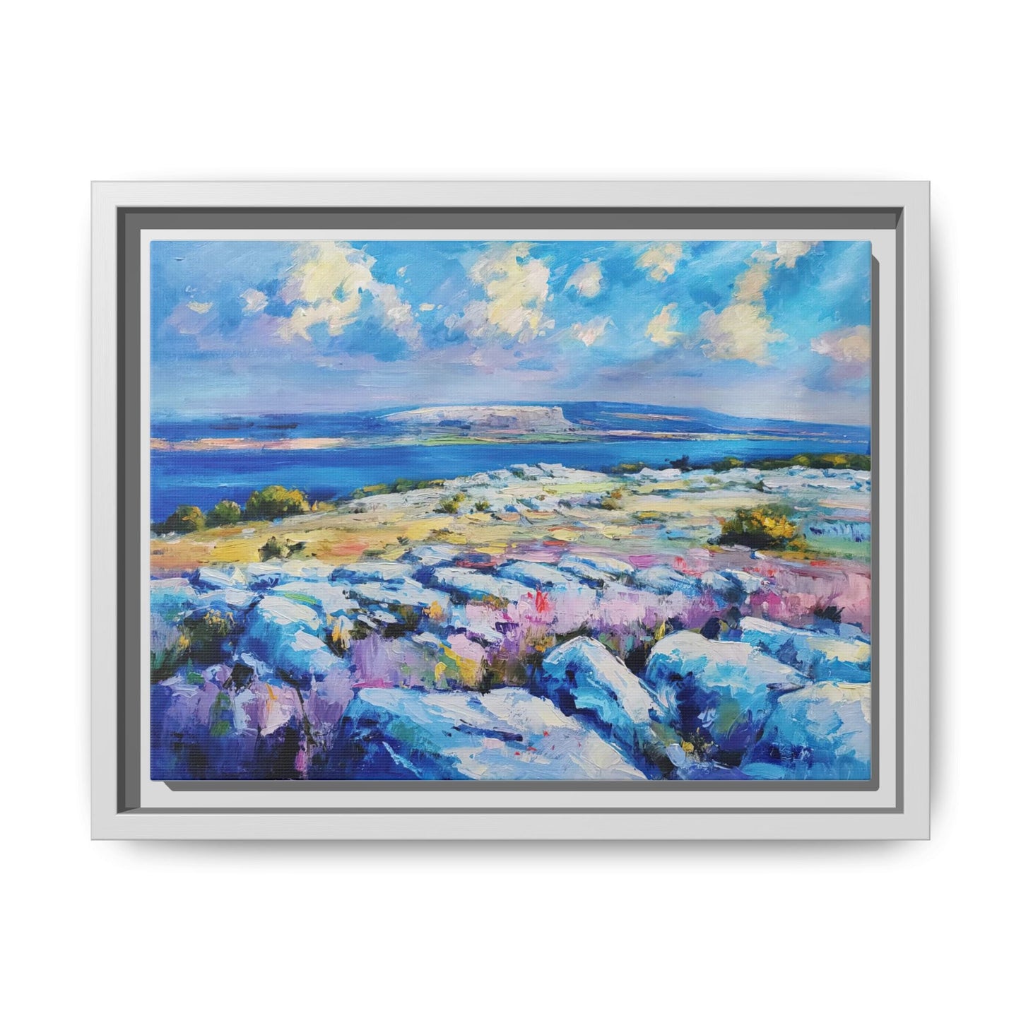 Burren 3 wall art featuring a scenic view of the Burren region in Ireland, printed on high-quality canvas with a premium frame for timeless décor