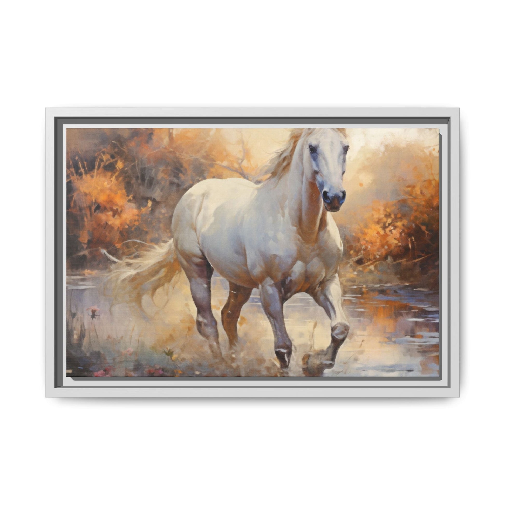 Arabian Horse – Elegant Pinewood Framed Wall Art for Timeless Décor