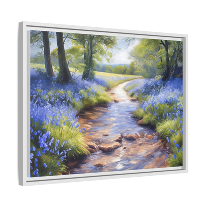 Bluebell Stream Wall Art - Serene Nature Landscape Canvas Print