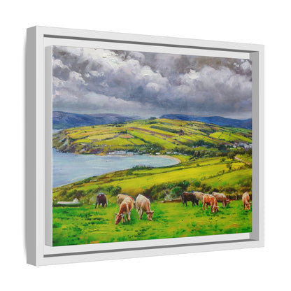 Cushendun Hills wall art showcasing rolling hills and scenic Irish landscapes, framed in high-quality materials for an elegant look.