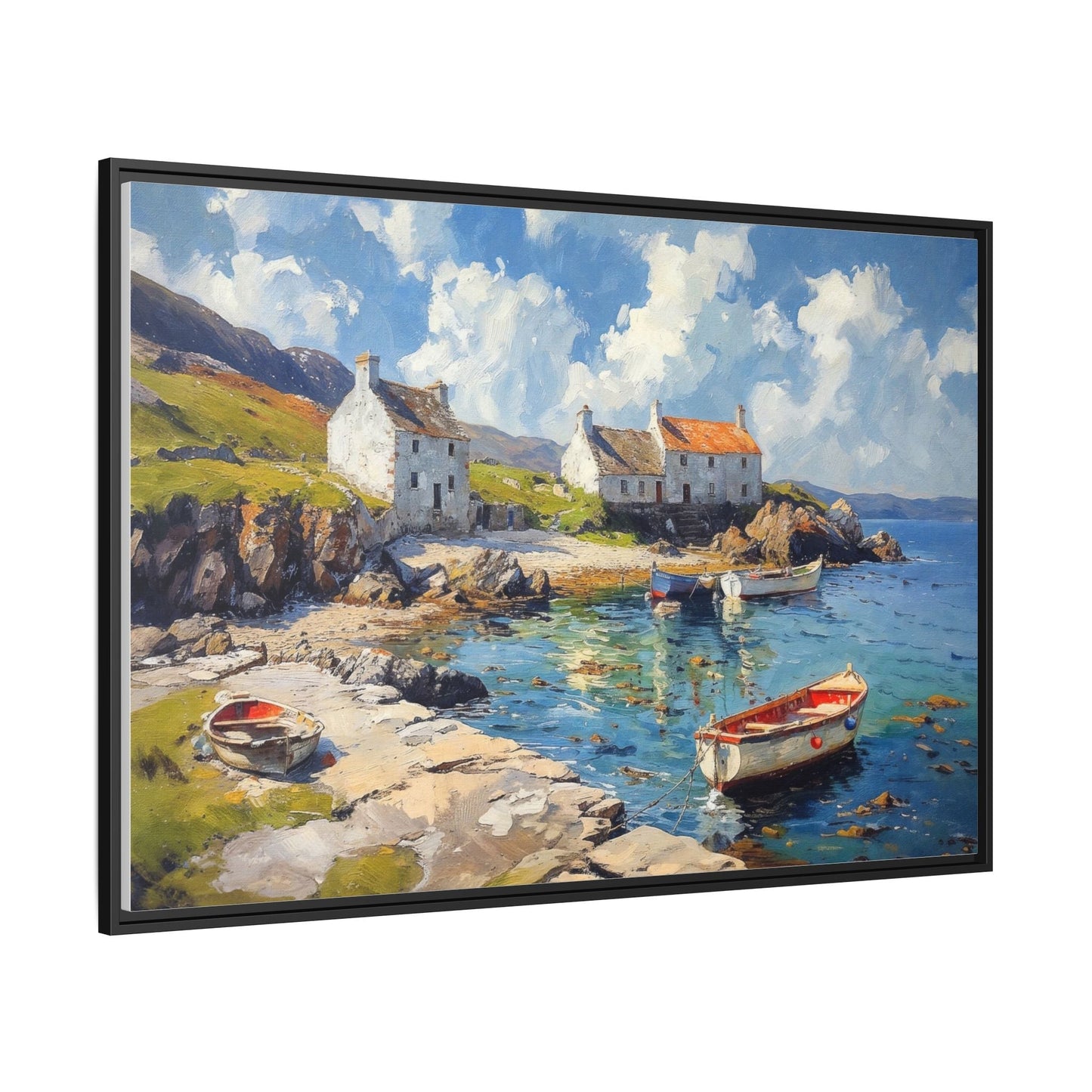 Island Harbour Coastal Landscape - Serene Wall Art Print for Home Décor