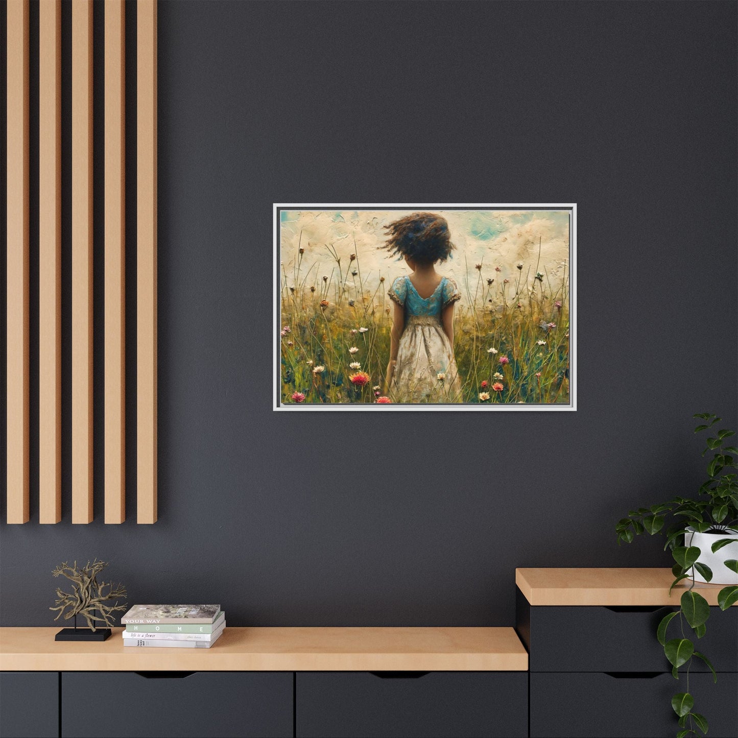 Young Girl In Flowers Wall Art - Graceful Portrait of Girl Surrounded by Flowers for Home Décor