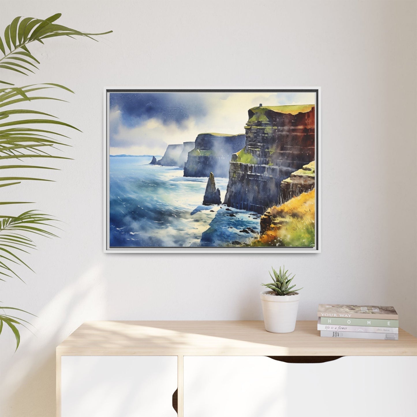 Watercolour of Cliffs of Moher – Beautiful Coastal Landscape Canvas Print