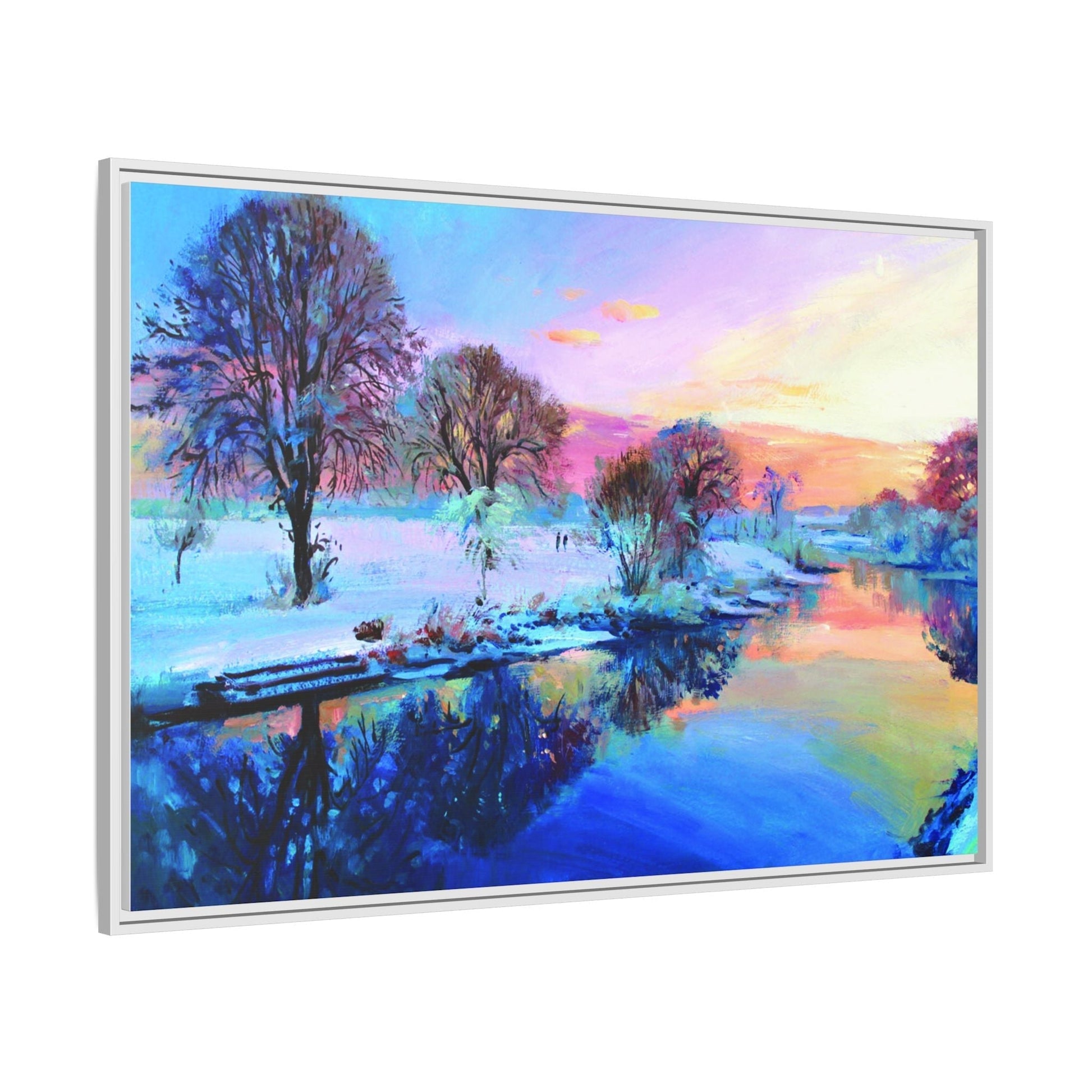 Winter Trees framed art – Premium pinewood frame with a cotton-polyester canvas print, featuring a protective coating for lasting beauty and timeless décor.