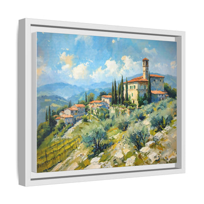 Tuscan Village on Hill - Captivating Italian Landscape Canvas Print for Timeless Home Décor