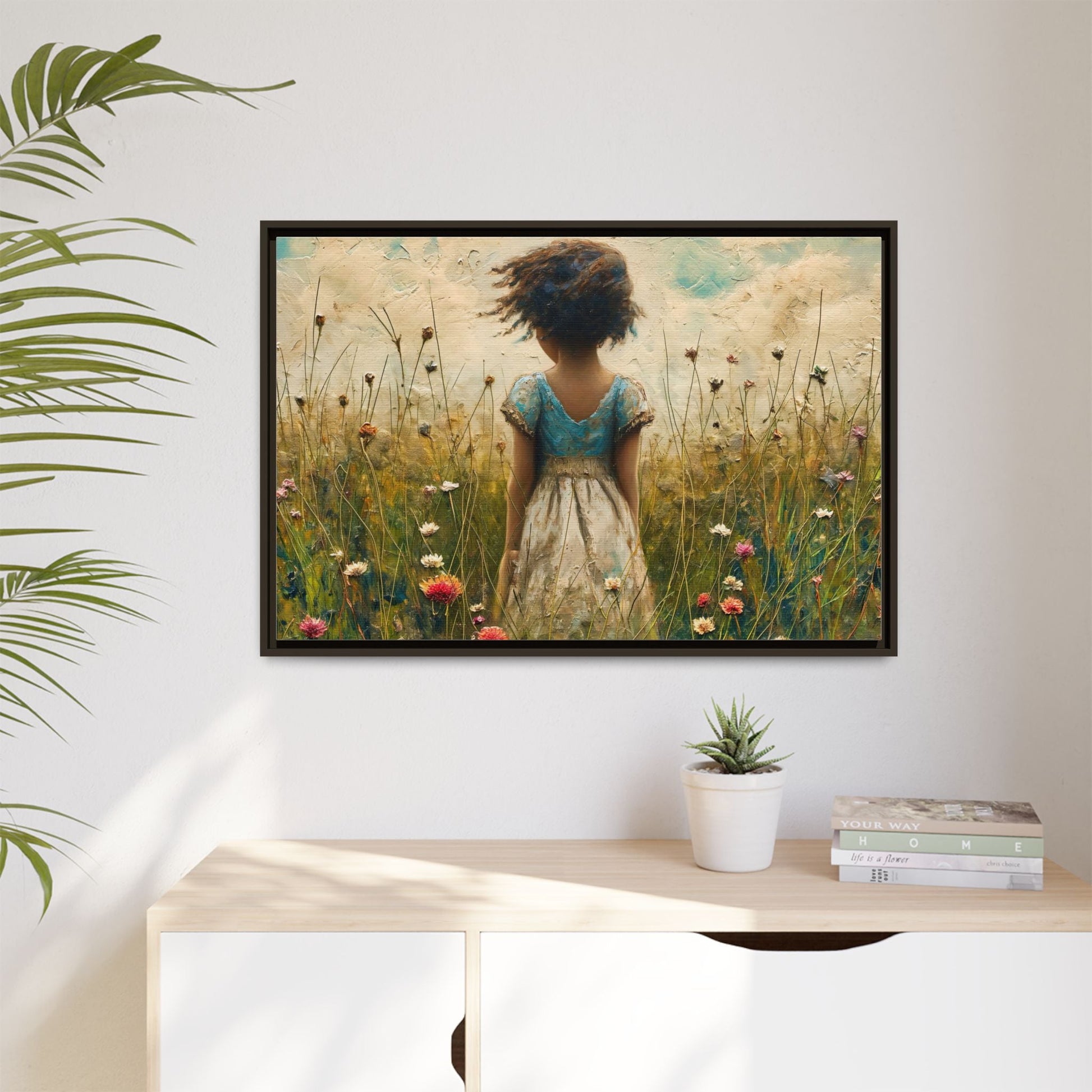 Young Girl In Flowers Wall Art - Graceful Portrait of Girl Surrounded by Flowers for Home Décor