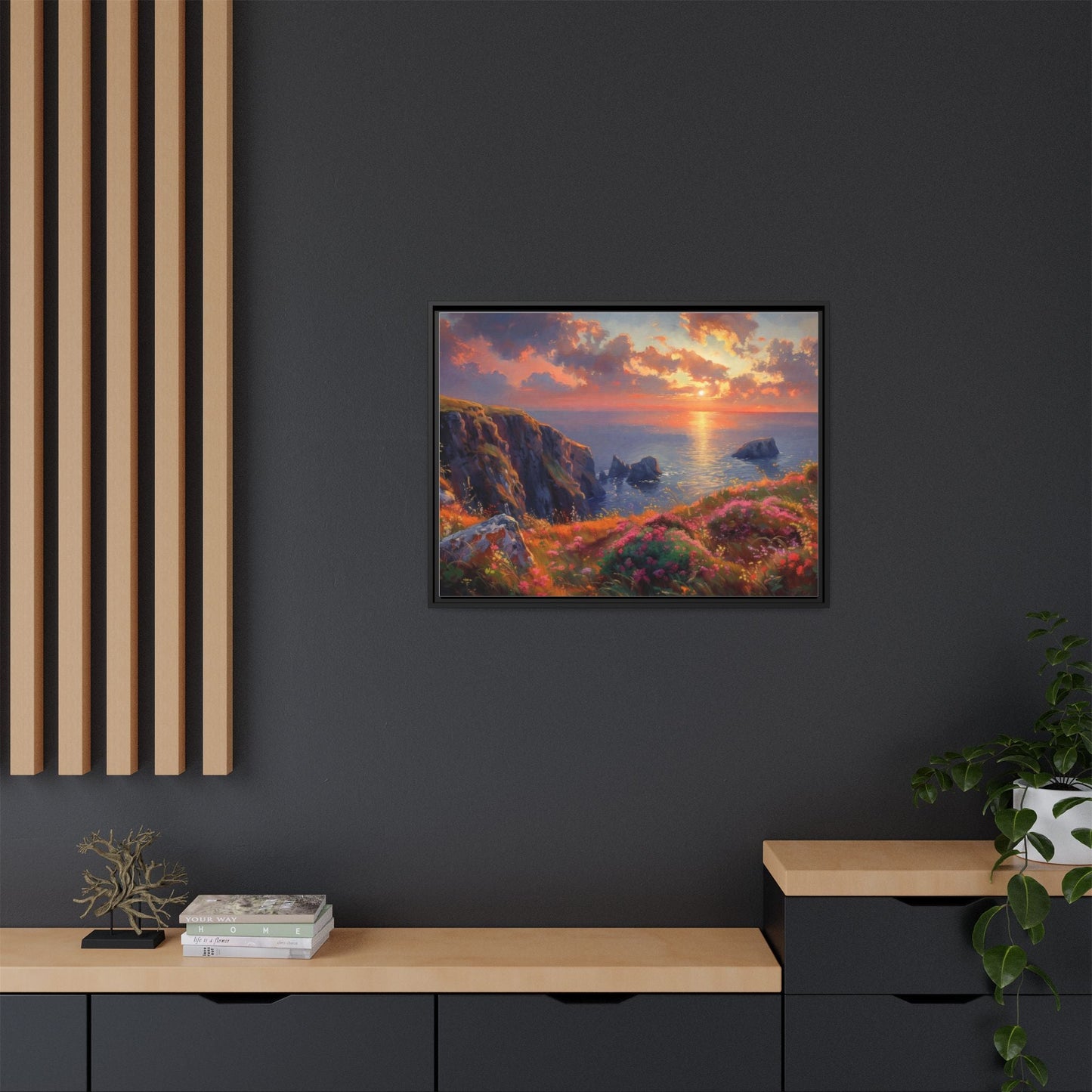 End of The Day wall art featuring a serene sunset landscape, printed on high-quality canvas to bring peaceful beauty and warmth to your home décor.