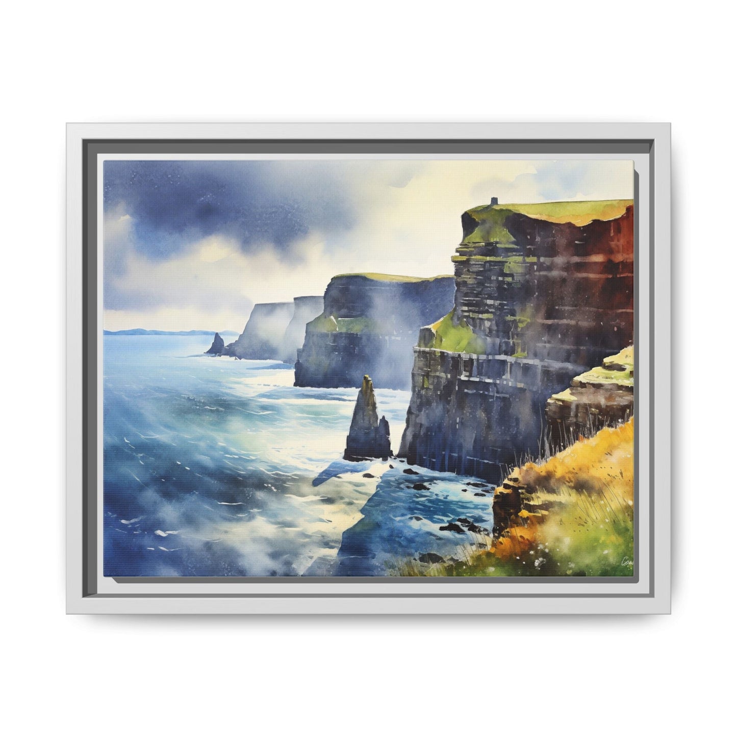 Watercolour of Cliffs of Moher – Beautiful Coastal Landscape Canvas Print