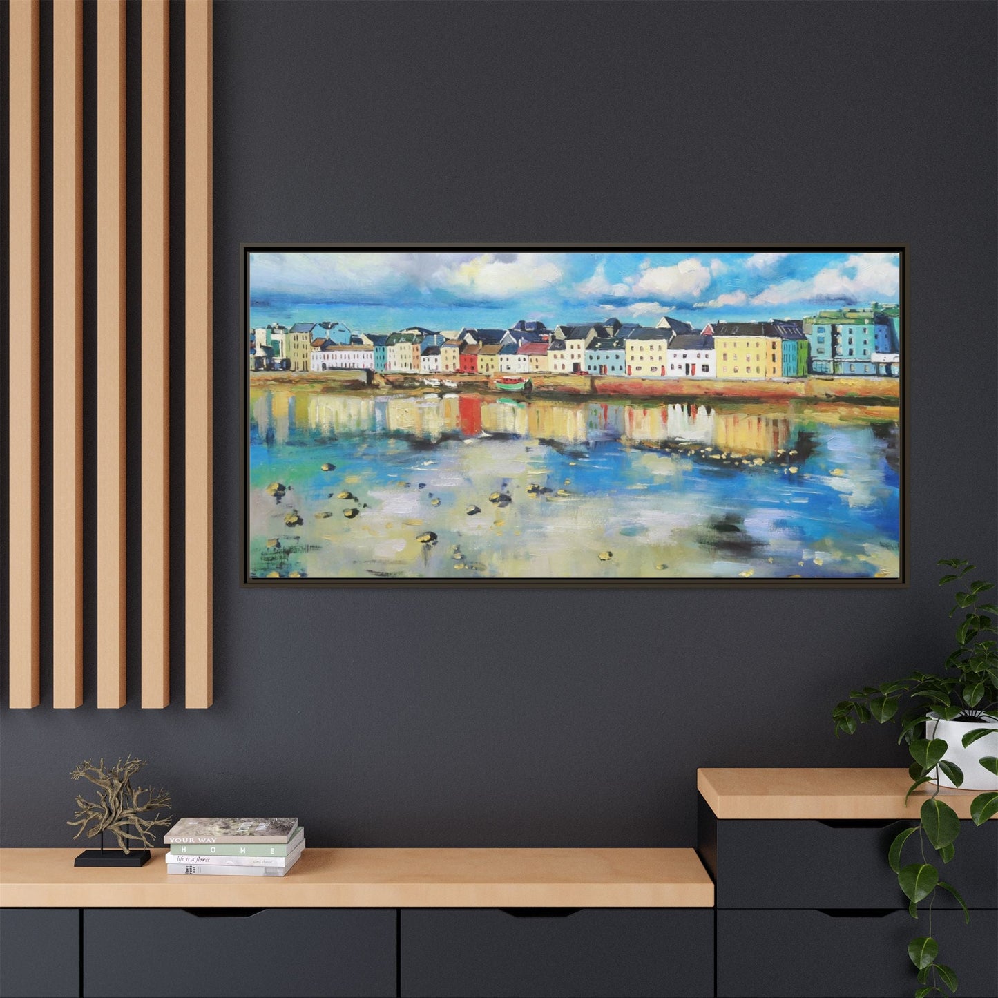 Galway Reflections wall art featuring serene Irish landscapes and water reflections, framed in premium quality wood.