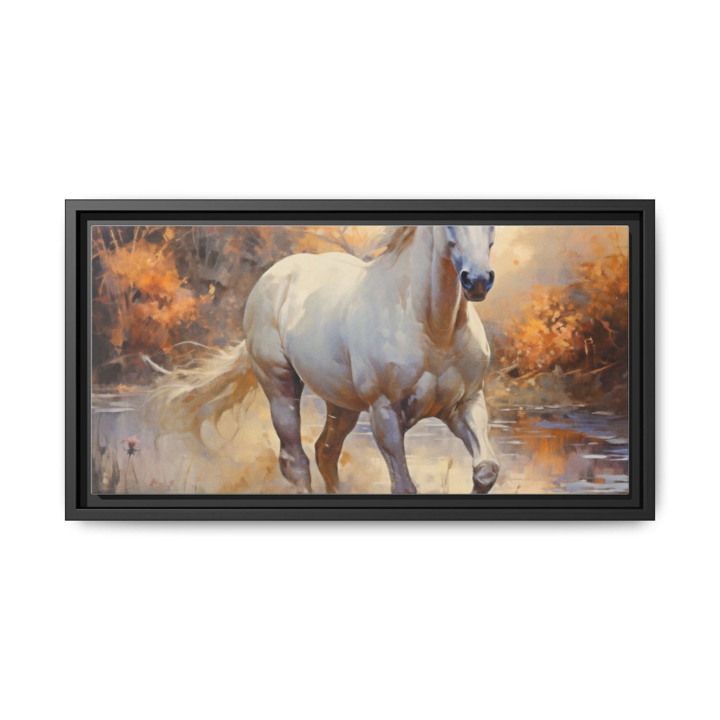 Arabian Horse – Elegant Pinewood Framed Wall Art for Timeless Décor