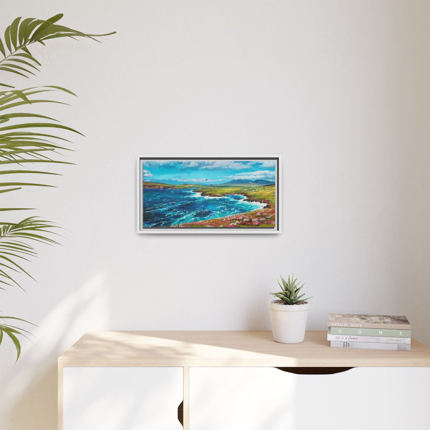 Dingle Peninsula wall art featuring a scenic view of Ireland's rugged coastline, printed on high-quality canvas with a premium frame.