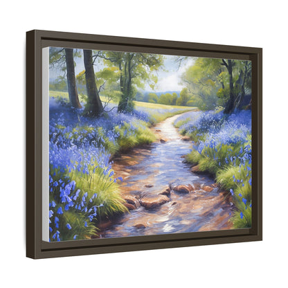 Bluebell Stream Wall Art - Serene Nature Landscape Canvas Print