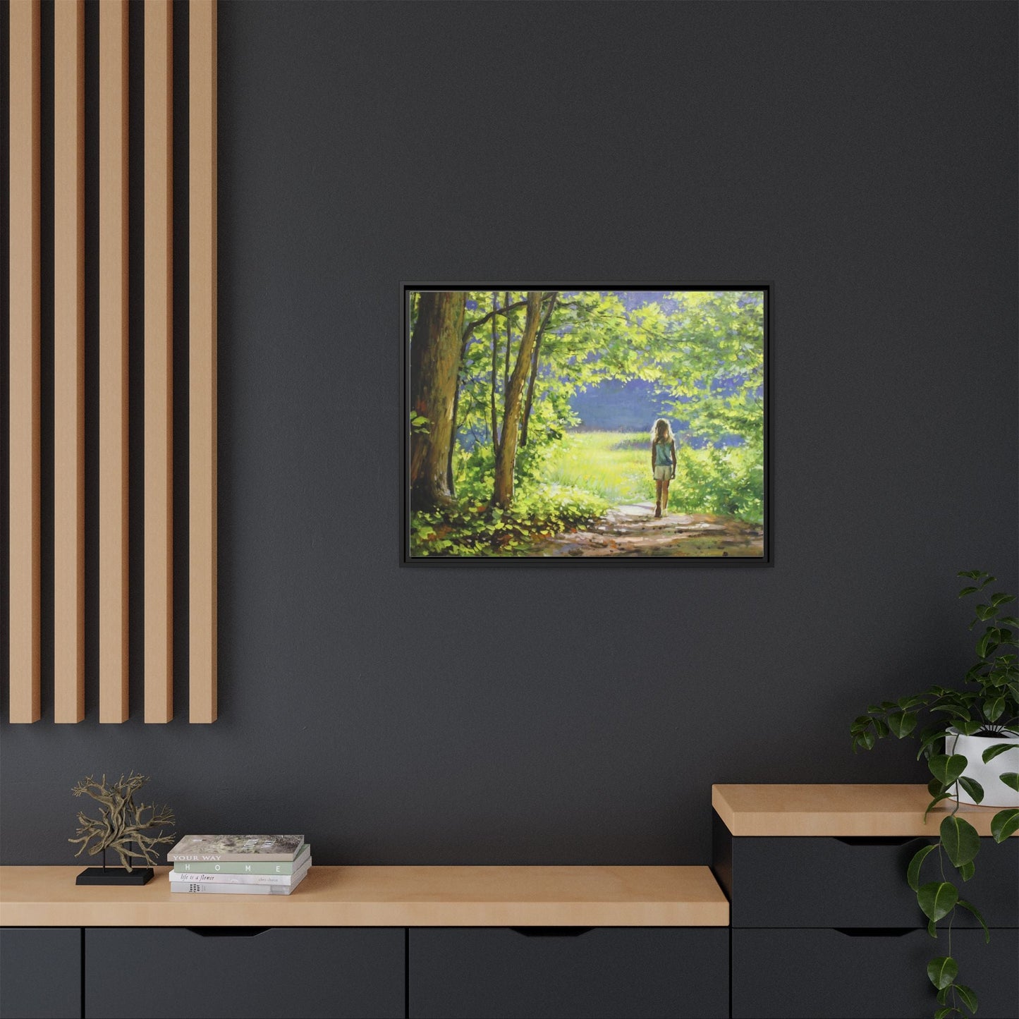 INTO THE LIGHT 11 – A captivating artwork featuring a luminous scene that evokes a sense of depth, movement, and serenity, framed in premium pinewood for timeless décor.