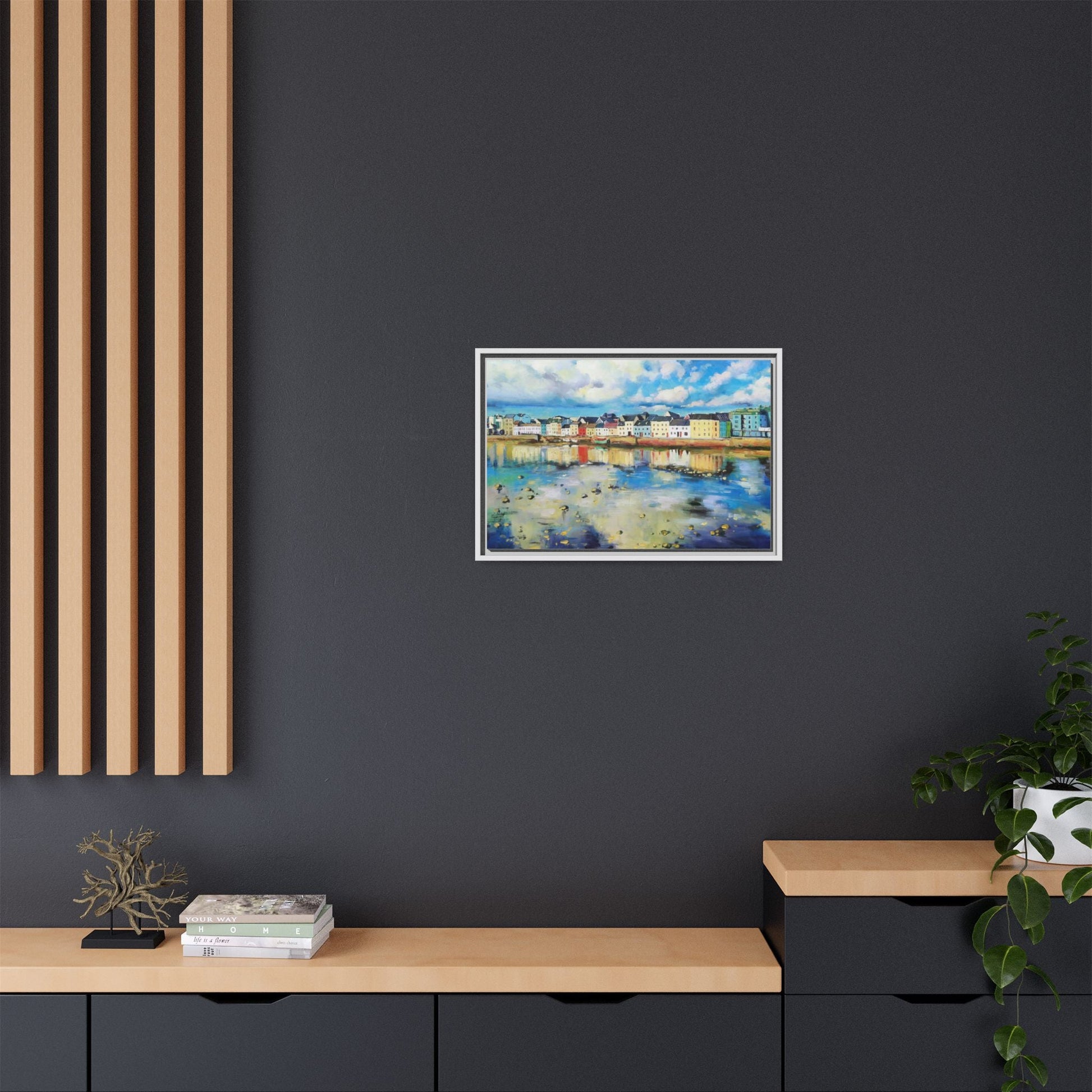 Galway Reflections wall art featuring serene Irish landscapes and water reflections, framed in premium quality wood.