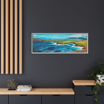 Dingle Peninsula wall art featuring a scenic view of Ireland's rugged coastline, printed on high-quality canvas with a premium frame.