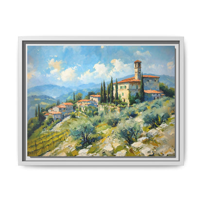 Tuscan Village on Hill - Captivating Italian Landscape Canvas Print for Timeless Home Décor