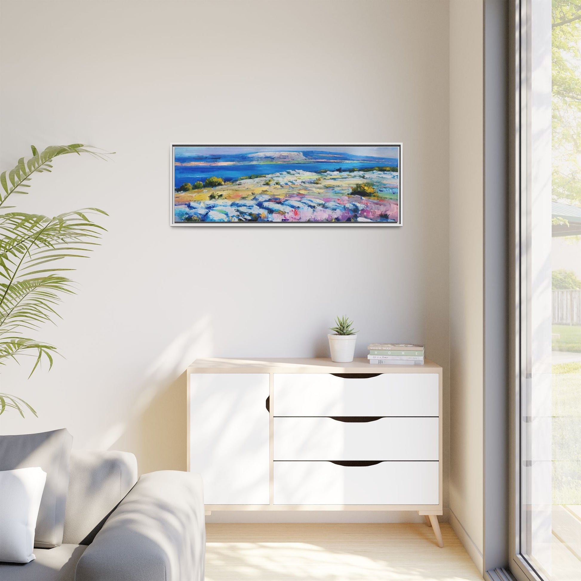 Burren 3 wall art featuring a scenic view of the Burren region in Ireland, printed on high-quality canvas with a premium frame for timeless décor