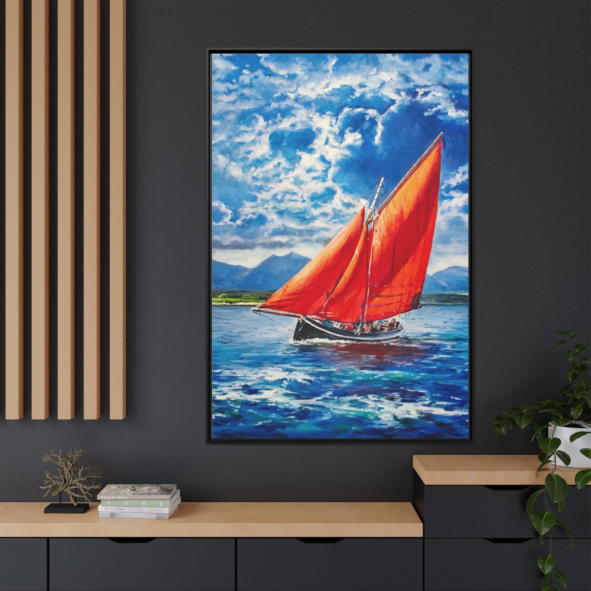 Single Galway Hooker – Premium Pinewood Art Frame for Timeless Décor