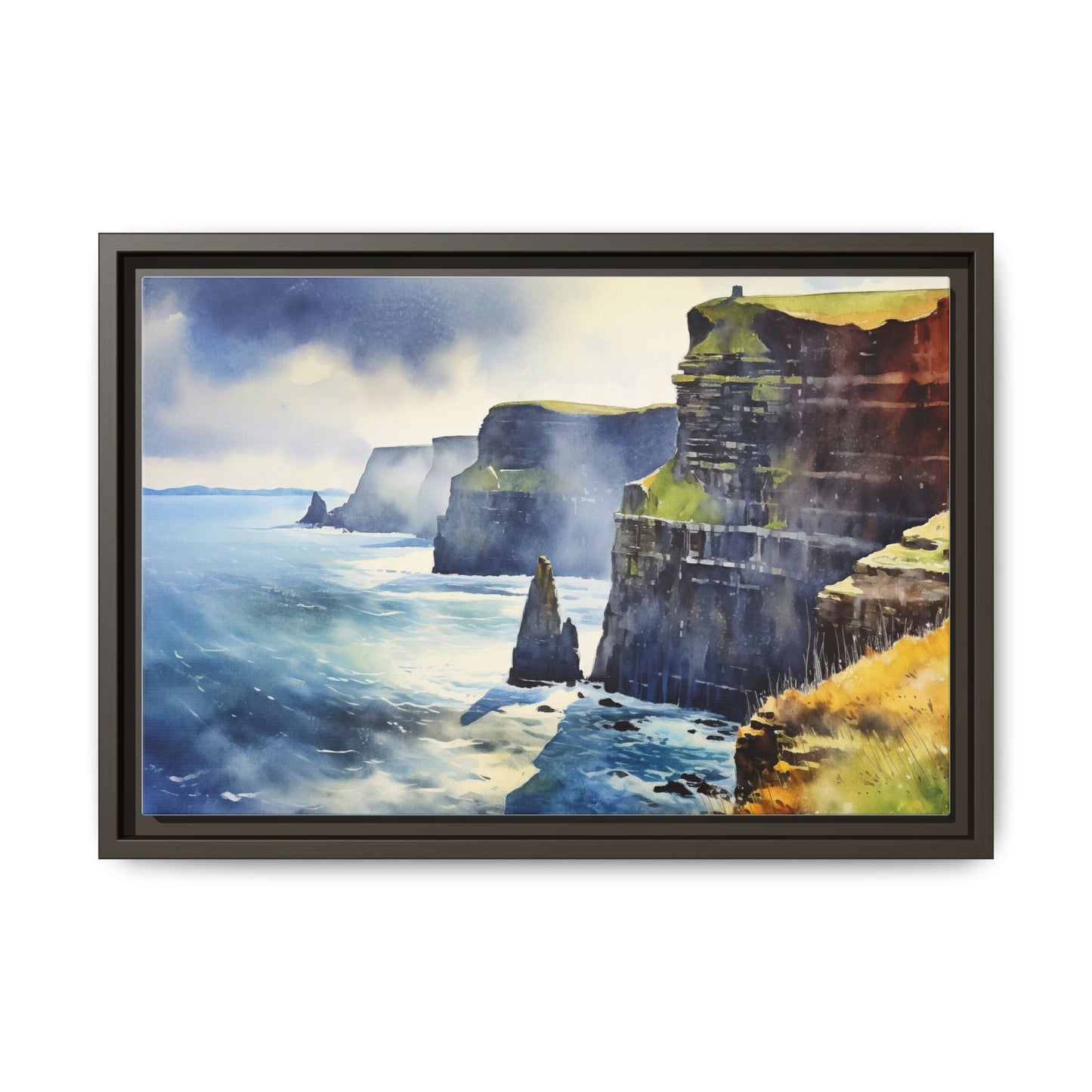 Watercolour of Cliffs of Moher – Beautiful Coastal Landscape Canvas Print