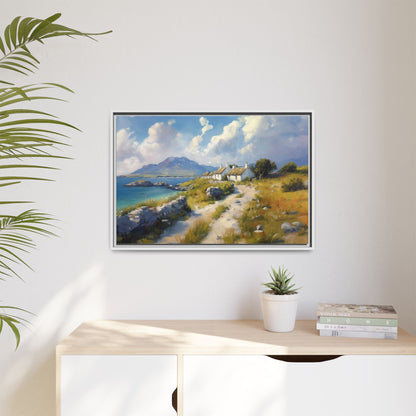 Blustery Day wall art featuring a dramatic wind-swept landscape in a pinewood frame.