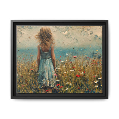 Young Girl Looking Out To Sea wall art, featuring a peaceful ocean view and a young girl in contemplation, printed on high-quality canvas for timeless décor.