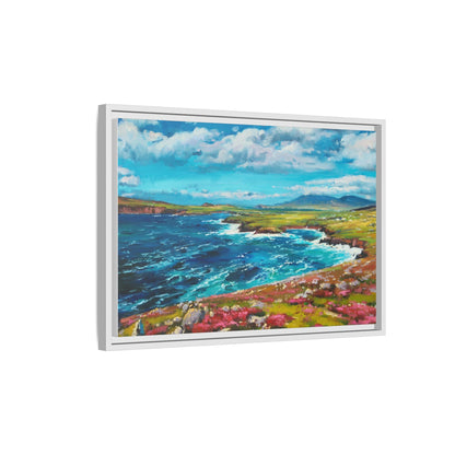 Dingle Peninsula wall art featuring a scenic view of Ireland's rugged coastline, printed on high-quality canvas with a premium frame.