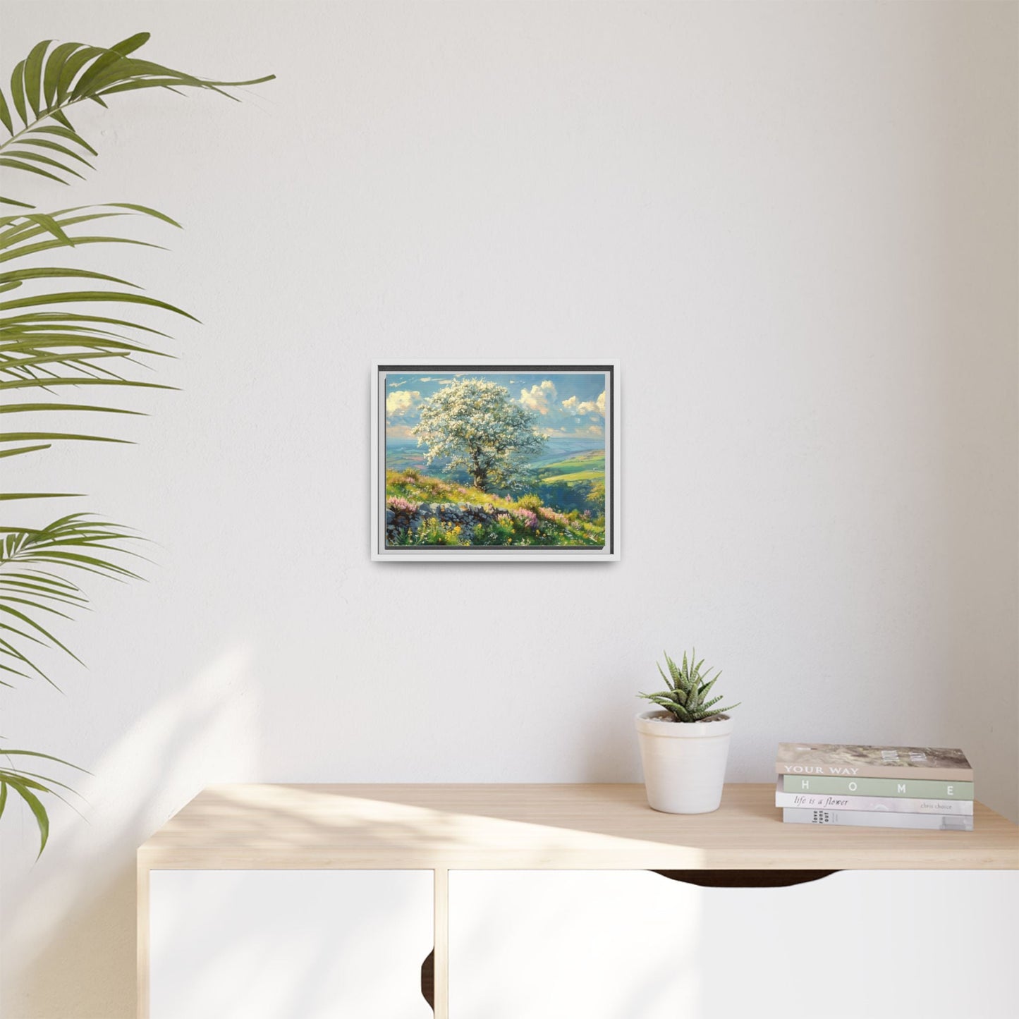 Whitethorn in Bloom wall art featuring a vibrant scene of blooming whitethorn trees, printed on high-quality canvas for a natural and timeless décor.