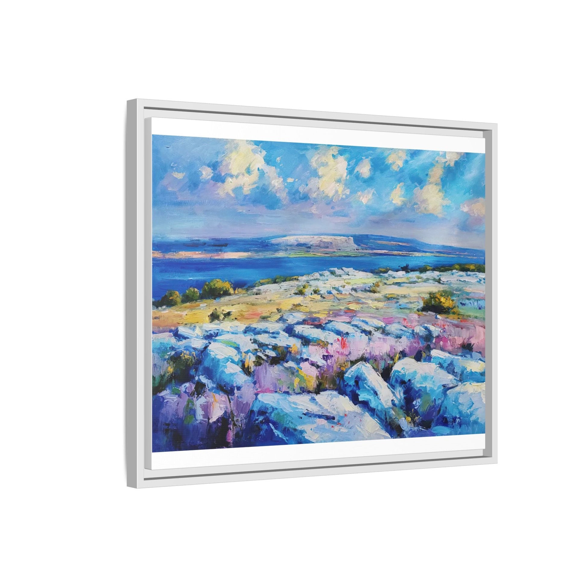 Burren 3 wall art featuring a scenic view of the Burren region in Ireland, printed on high-quality canvas with a premium frame for timeless décor