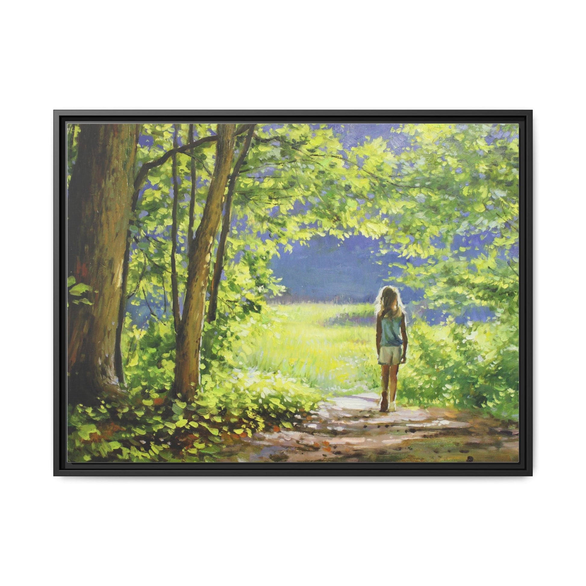 INTO THE LIGHT 11 – A captivating artwork featuring a luminous scene that evokes a sense of depth, movement, and serenity, framed in premium pinewood for timeless décor.