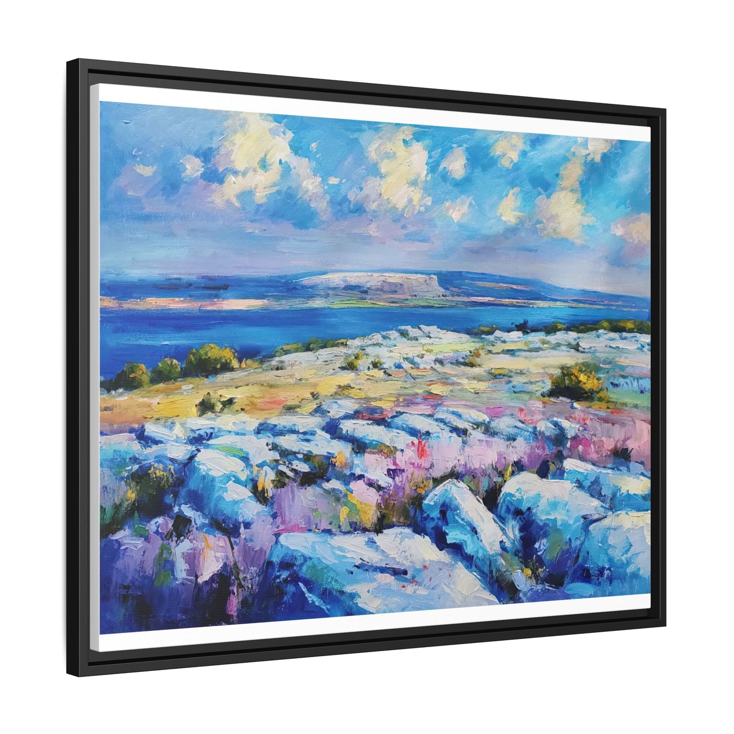 Burren 3 wall art featuring a scenic view of the Burren region in Ireland, printed on high-quality canvas with a premium frame for timeless décor