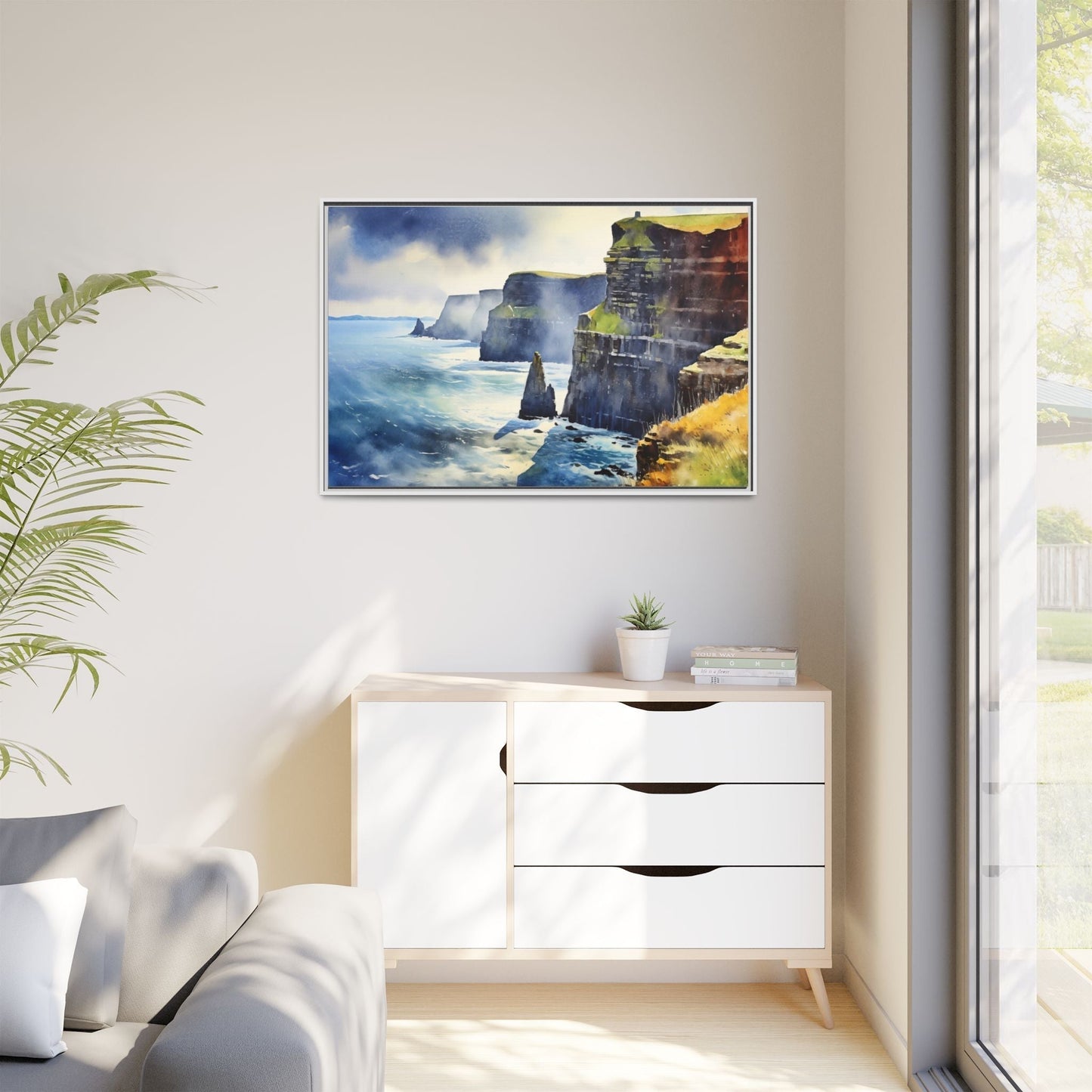 Watercolour of Cliffs of Moher – Beautiful Coastal Landscape Canvas Print