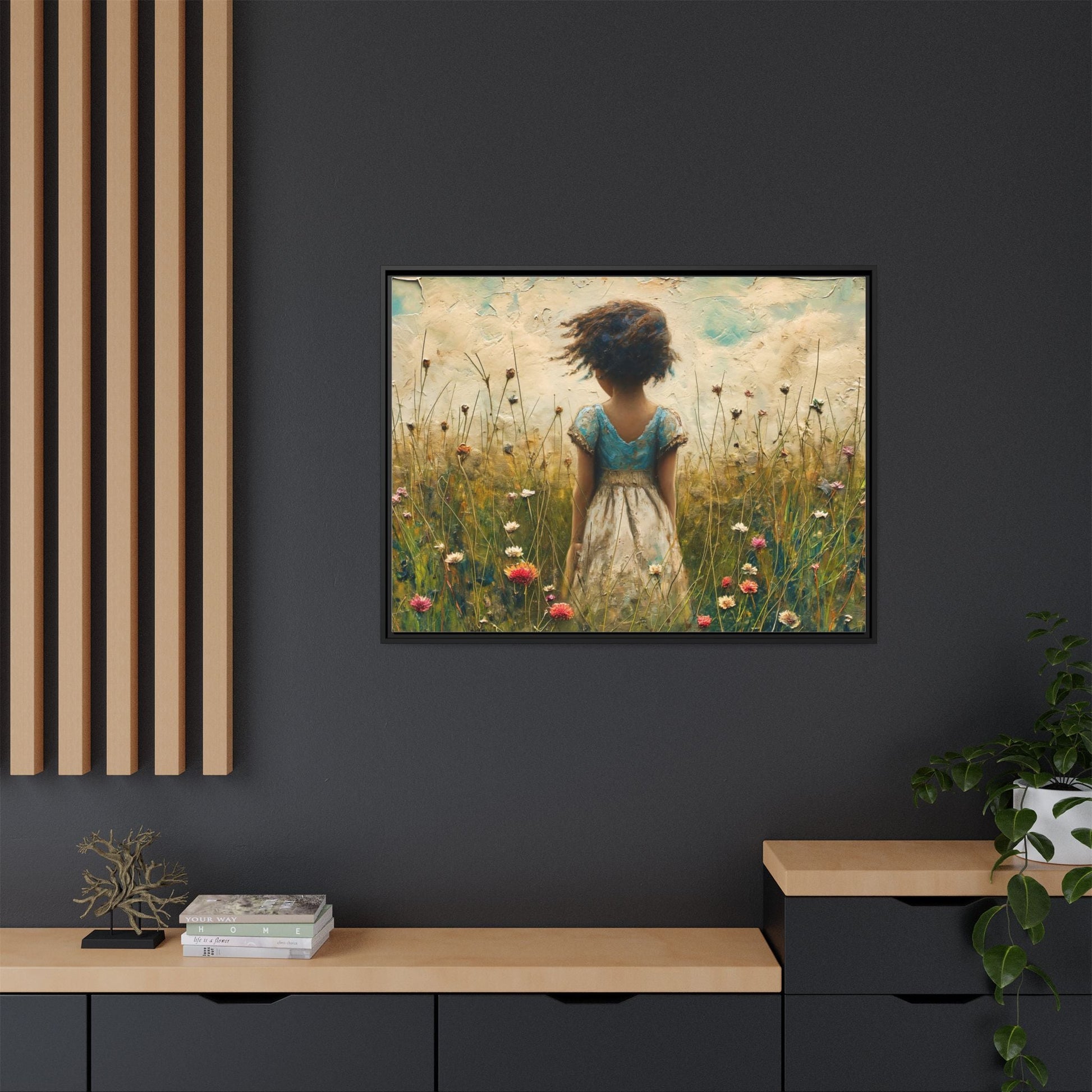 Young Girl In Flowers Wall Art - Graceful Portrait of Girl Surrounded by Flowers for Home Décor