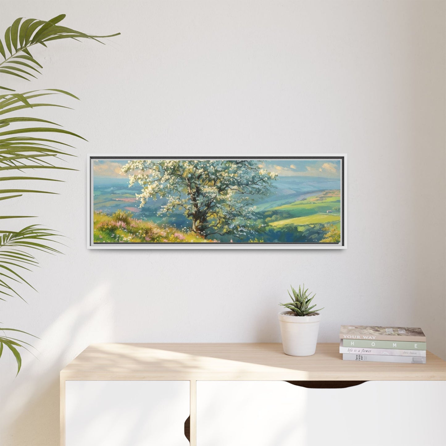 Whitethorn in Bloom wall art featuring a vibrant scene of blooming whitethorn trees, printed on high-quality canvas for a natural and timeless décor.