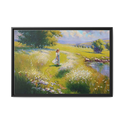 Young Girl By Lake Wall Art - Serene Portrait of a Girl by a Tranquil Lake for Home Décor